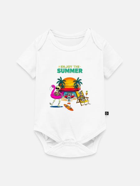 Sommer-Skelettparty am Meer - Baby Premium Kurzarmbody - Weiß