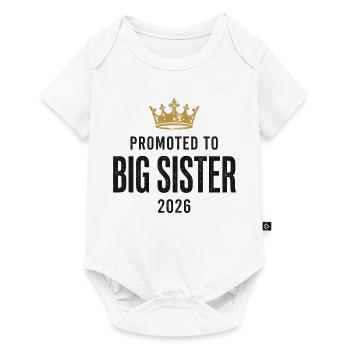 Große Schwester 2026 T-Shirt mit Krone - Baby Premium Kurzarmbody - Weiß - Vorne