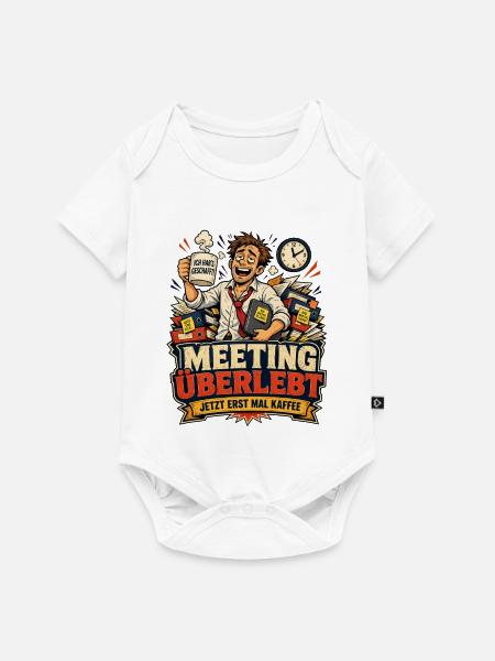 Meeting überlebt – jetzt erst mal Kaffee (lustig) - Baby Premium Kurzarmbody - Weiß