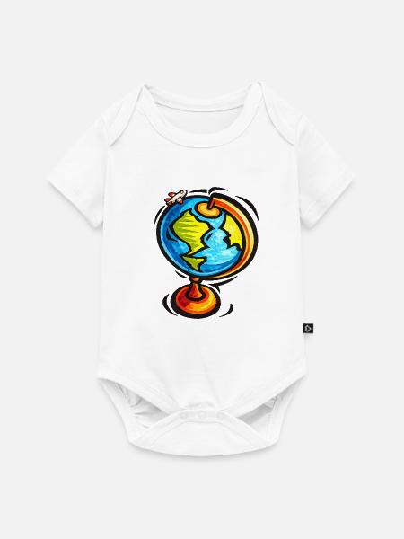Vivid Globe Reiseskizza - Baby Premium Kurzarmbody - Weiß