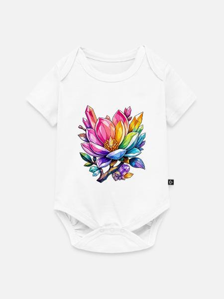 Kristallblüten Regenbogenfarben - Baby Premium Kurzarmbody - Weiß