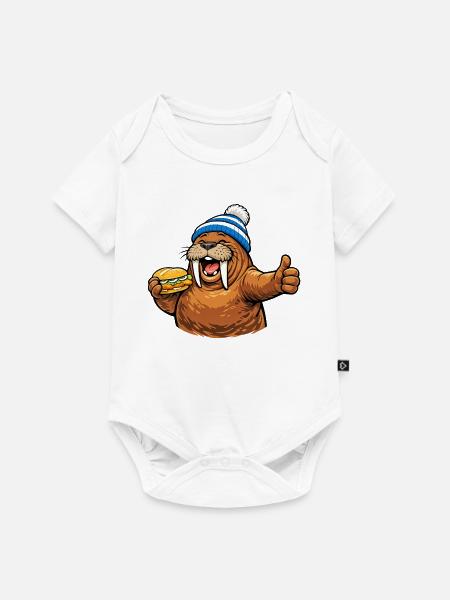Walross freut sich - Baby Premium Kurzarmbody - Weiß