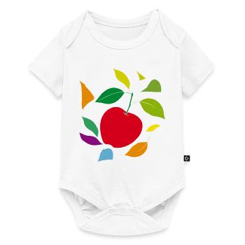 Minimalistischer Apfel mit Blättern - Baby Premium Kurzarmbody - Weiß - Vorne