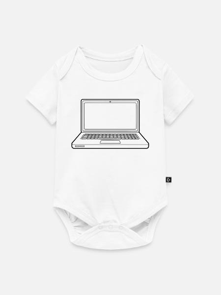 Laptop - Baby Premium Kurzarmbody - Weiß