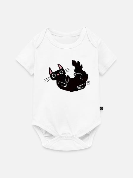 Schwarze Katze mit Kreidelinien - Baby Premium Kurzarmbody - Weiß