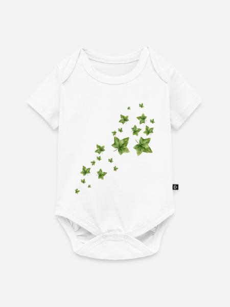 Schwebende Efeublätter Aquarell Illustration - Baby Premium Kurzarmbody - Weiß