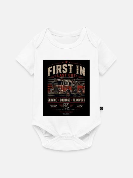 Feuerwehr First In Last Out - Baby Premium Kurzarmbody - Weiß