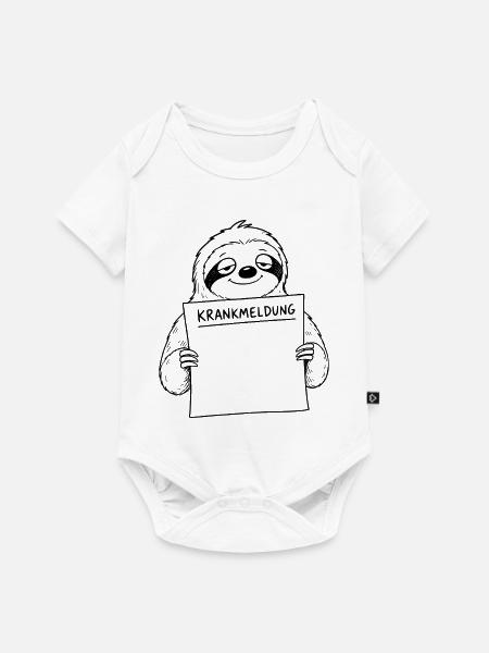 Faultier Krankmeldung - Baby Premium Kurzarmbody - Weiß