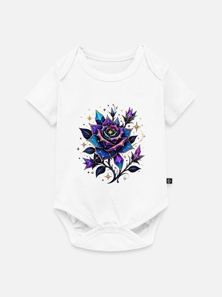 Kristallrose Nachtblau - Baby Premium Kurzarmbody - Weiß