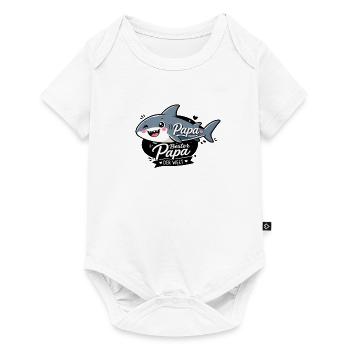 Bester Papa Hai mit Herz - Baby Premium Kurzarmbody - Weiß - Vorne
