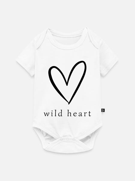 Wild Heart | Modern Herz Shirt - Baby Premium Kurzarmbody - Weiß