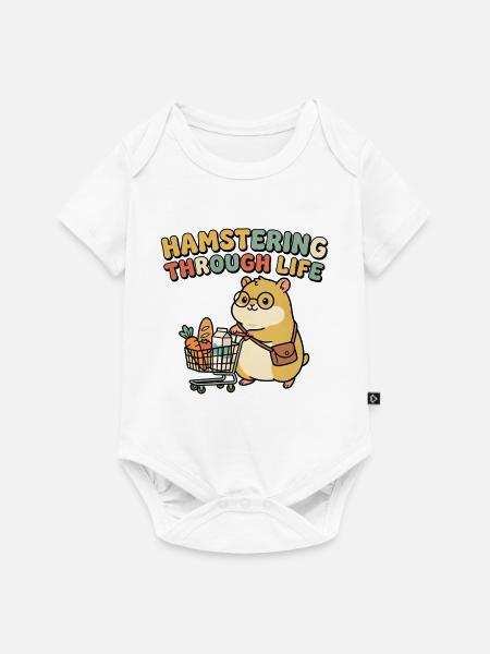 Hamster Einkauf  - Baby Premium Kurzarmbody - Weiß