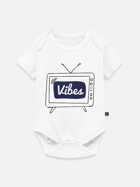 Vibes Navy Patch Handschrift - Baby Premium Kurzarmbody - Weiß