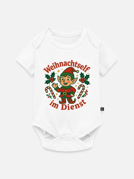 Weihnachtself im Dienst - Baby Premium Kurzarmbody - Weiß