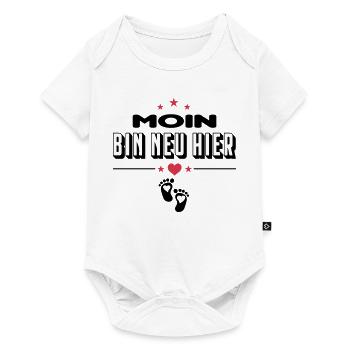 Moin Bin neu hier New Baby Baby Säugling - Baby Premium Kurzarmbody - Weiß - Vorne