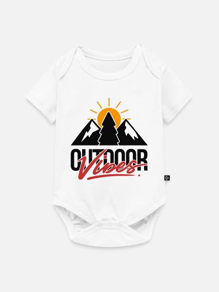 Outdoor-Vibes Mountain Tree Sunrise - Baby Premium Kurzarmbody - Weiß