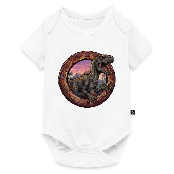 Velociraptor in the volcanic ring at sunset - Baby Premium short-sleeve bodysuit - white - Front