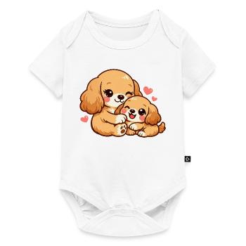 Mom dog cuddles with her puppy - Baby Premium short-sleeve bodysuit - white - Front