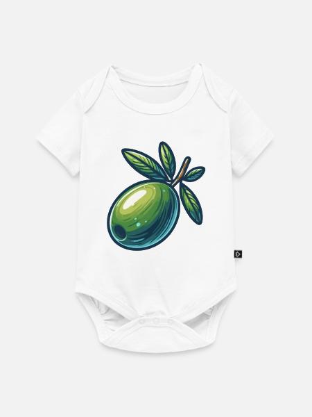 Stilisierter Olivensmaragd - Baby Premium Kurzarmbody - Weiß