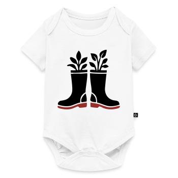 Icône des plantes bottes en caoutchouc - Body à manches courtes Premium Bébé - blanc - Devant