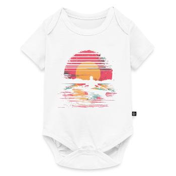 Rowing Drawing Synthwave - Baby Premium short-sleeve bodysuit - white - Front