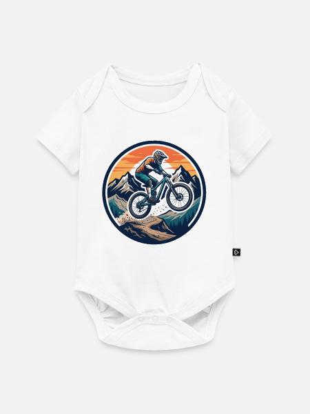 Bergabenteuer Mountainbike-Action - Baby Premium Kurzarmbody - Weiß