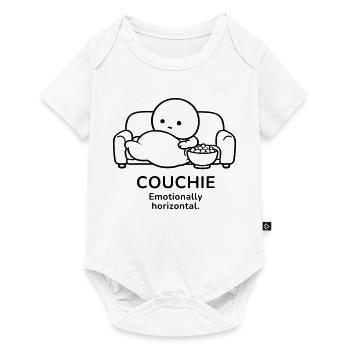 Couchie – Emotionally Horizontal | Cozy Mood - Baby Premium Kurzarmbody - Weiß - Vorne