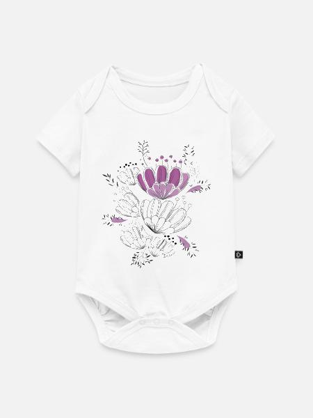 Lila Blüten - Baby Premium Kurzarmbody - Weiß