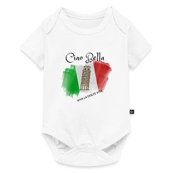 Leaning Tower on Italian Flag Brush - Baby Premium short-sleeve bodysuit - white - Front