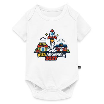 Kita Abgänger 2027 Rakete – Schulanfang Design - Baby Premium Kurzarmbody - Weiß - Vorne