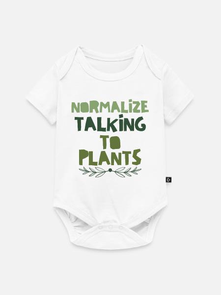 Normalisiere das Gespräch mit Pflanzen - Baby Premium Kurzarmbody - Weiß