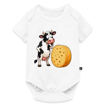 Dessin animé La vache rencontre le fromage - Body à manches courtes Premium Bébé - blanc - Devant