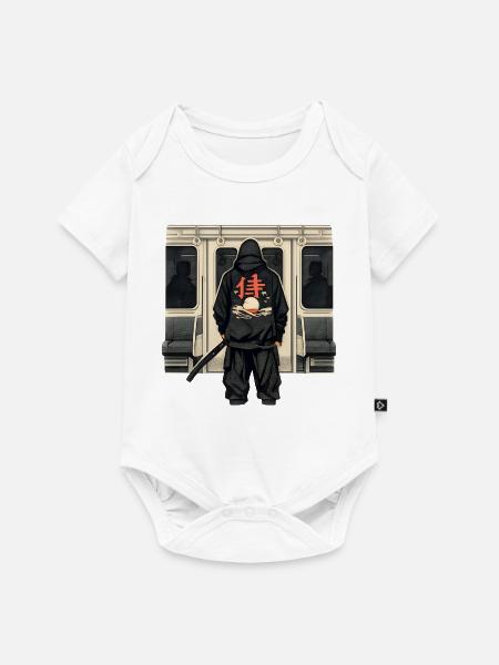 U-Bahn Ninja mit rotem Kanji - Baby Premium Kurzarmbody - Weiß