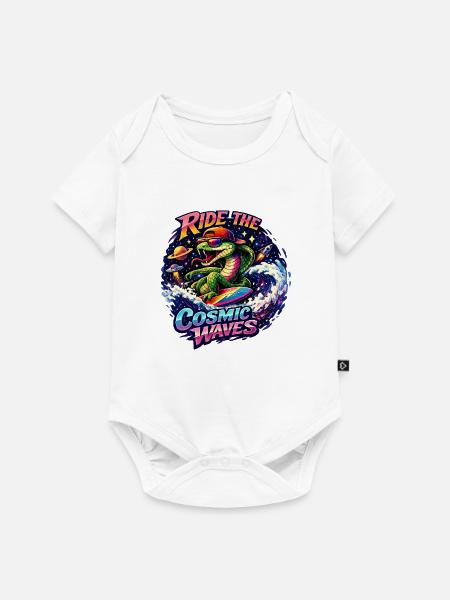Kosmisches Brandungskrokodil - Baby Premium Kurzarmbody - Weiß