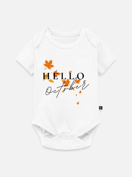 Hello October | Herbstblätter Design - Baby Premium Kurzarmbody - Weiß