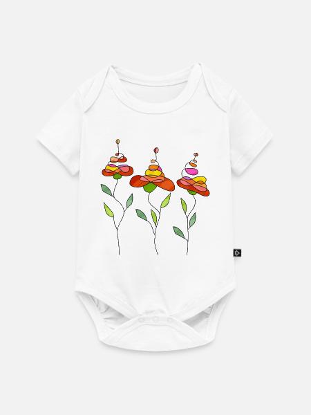 Blumen - Baby Premium Kurzarmbody - Weiß