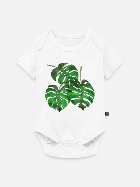 Blätter - Baby Premium Kurzarmbody - Weiß