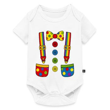 Clown Kostüm Hosenträger Fliege bunt Fasching - Baby Premium Kurzarmbody - Weiß - Vorne
