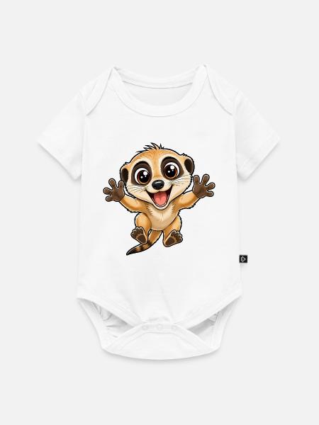 Süßes Erdmännchen springt zu Dir - Baby Premium Kurzarmbody - Weiß