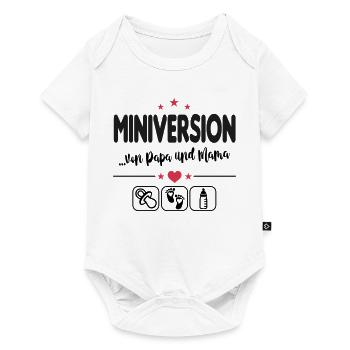 Miniversion Papa Mama Klein Baby Säugling - Baby Premium Kurzarmbody - Weiß - Vorne