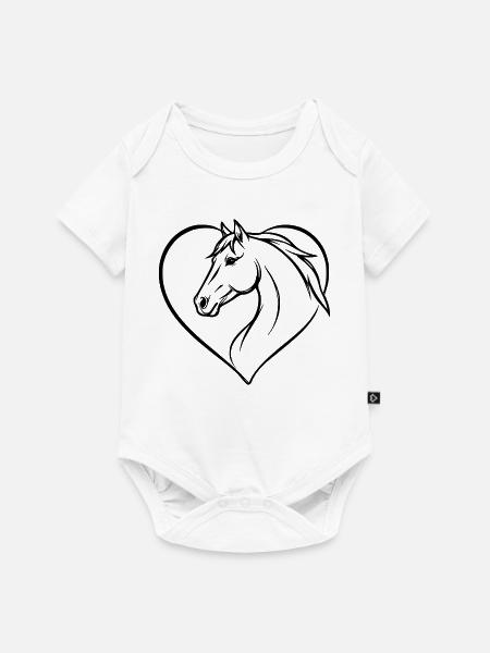 Pferd Herz reiten Geschenk Reiter  - Baby Premium Kurzarmbody - Weiß