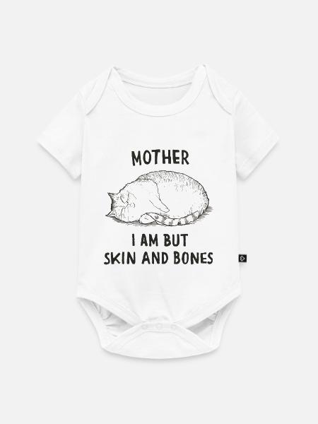 Katzenmama Spruch Haut Und Knochen - Baby Premium Kurzarmbody - Weiß