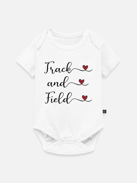 Handgeschriebenes Leichtathletik-Logo mit Herzen - Baby Premium Kurzarmbody - Weiß
