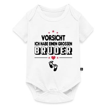 Vorsicht Grosser Grosser Bruder Baby Sprüche - Baby Premium Kurzarmbody - Weiß - Vorne
