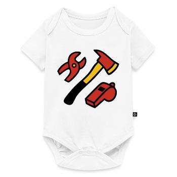 Graphismes des outils des pompiers - Body à manches courtes Premium Bébé - blanc - Devant