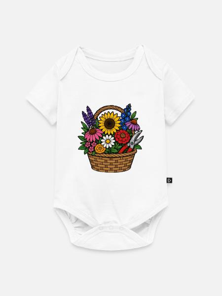Blumenkorb Pracht Design - Baby Premium Kurzarmbody - Weiß