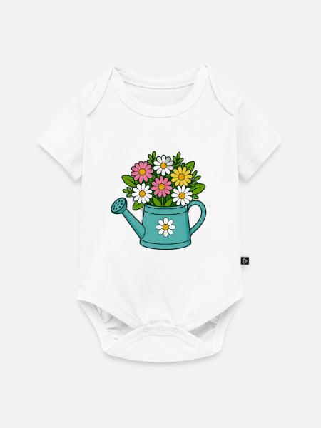 Blütenstrauß Gießkanne - Baby Premium Kurzarmbody - Weiß