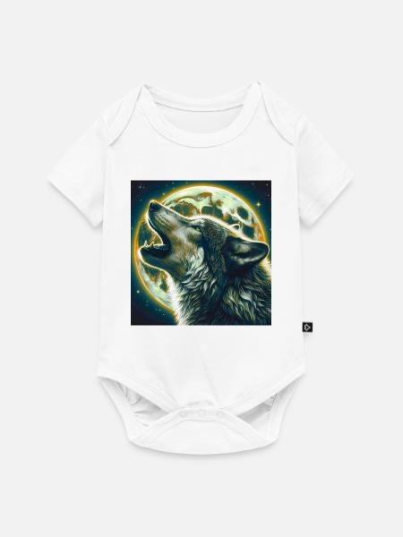 Wolf heult zum Vollmond - Baby Premium Kurzarmbody - Weiß