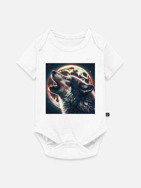 Wolf heult zum Vollmond - Baby Premium Kurzarmbody - Weiß