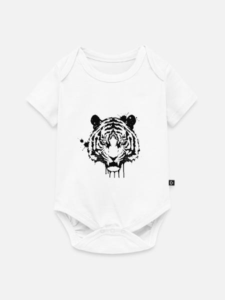 Tiger-Aquarellspritzer - Baby Premium Kurzarmbody - Weiß